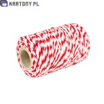 Kolorowy sznurek z bawełny biało-czerwony