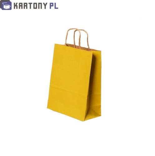 Kolorowe torby do pakowania, żółte, 180x80x225 mm, rączka skręcana, 25 sztuk