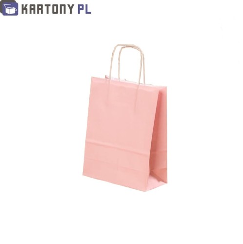 Kolorowe torby do pakowania, kolor różowy, 180x80x225 mm, rączka skręcana, 25 sztuk