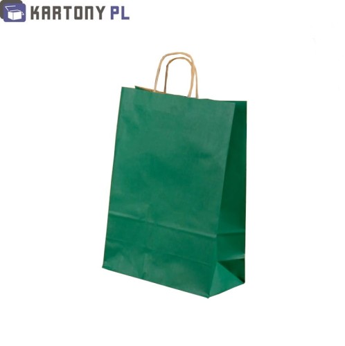 Kolorowa torba do pakowania, zielona, ekologiczna, 240x100x320 mm, rączka skręcana, 25 sztuk