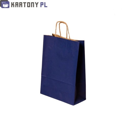 Kolorowa torba do pakowania, granatowa, ekologiczna, 240x100x320 mm, rączka skręcana, 25 sztuk