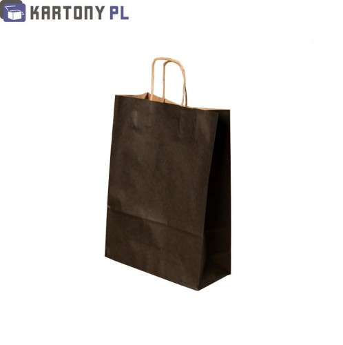 Kolorowa torba do pakowania, czarna, ekologiczna, 240x100x320 mm, rączka skręcana, 25 sztuk