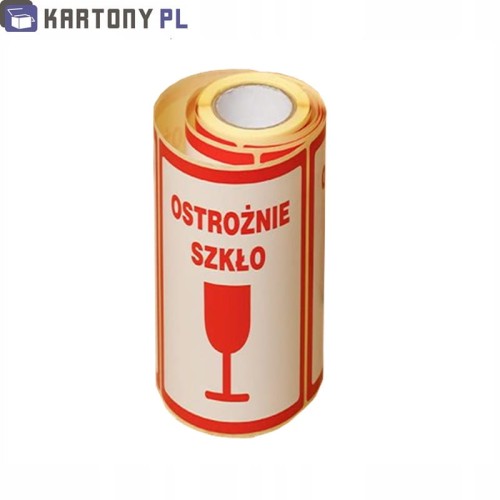 Etykieta ostrzegawcza ostrożnie szkło, 100x100 mm, 100 sztuk