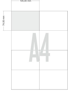 Etykieta 105x74 mm A4, 800 sztuk, arkusz 100 sztuk