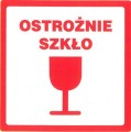 Etykieta OSTROŻNIE SZKŁO 100 sztuk